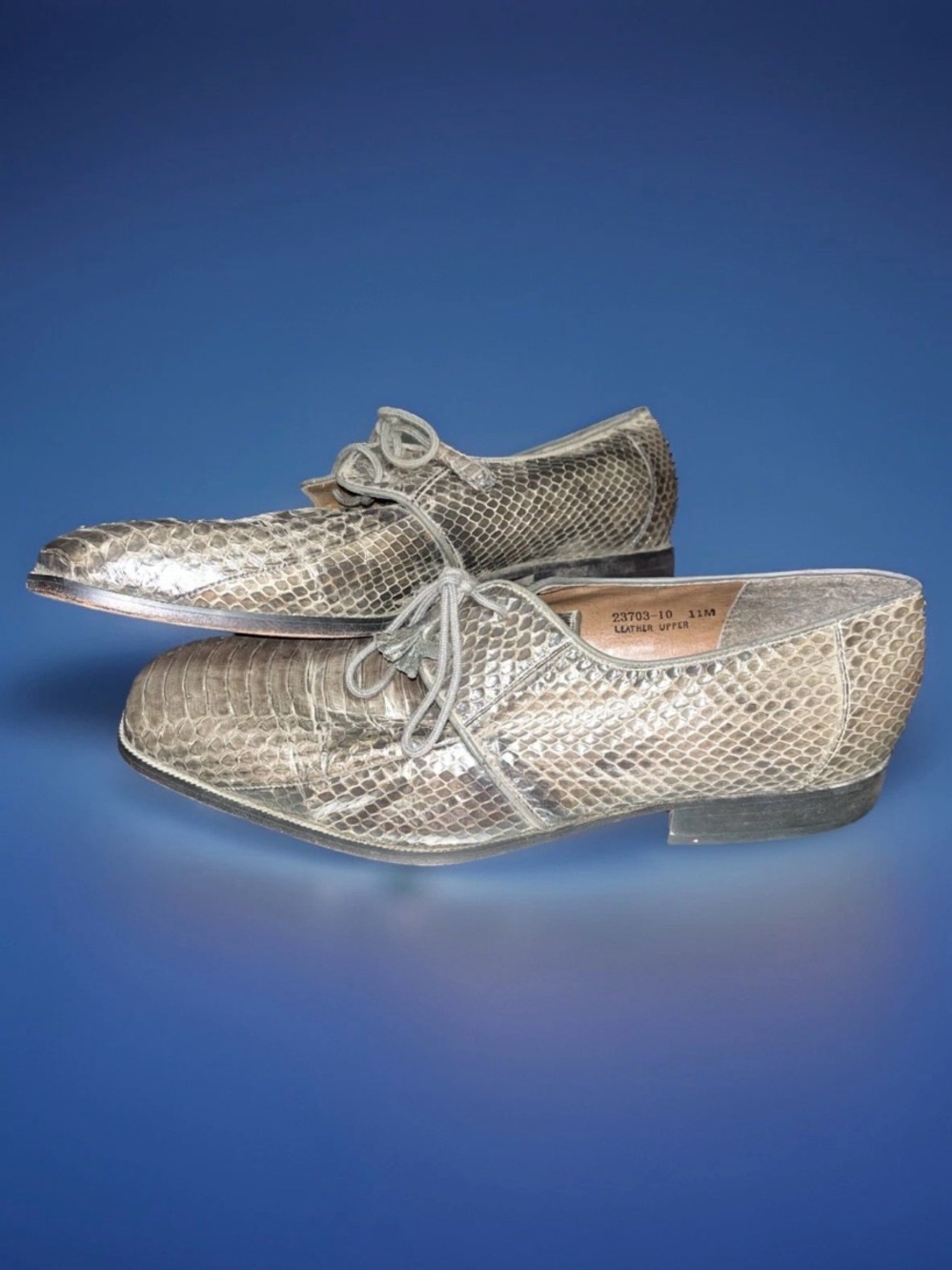 Stacy Adams Men’s Grey Genuine Snake Lace Up Dress Shoes Size 11